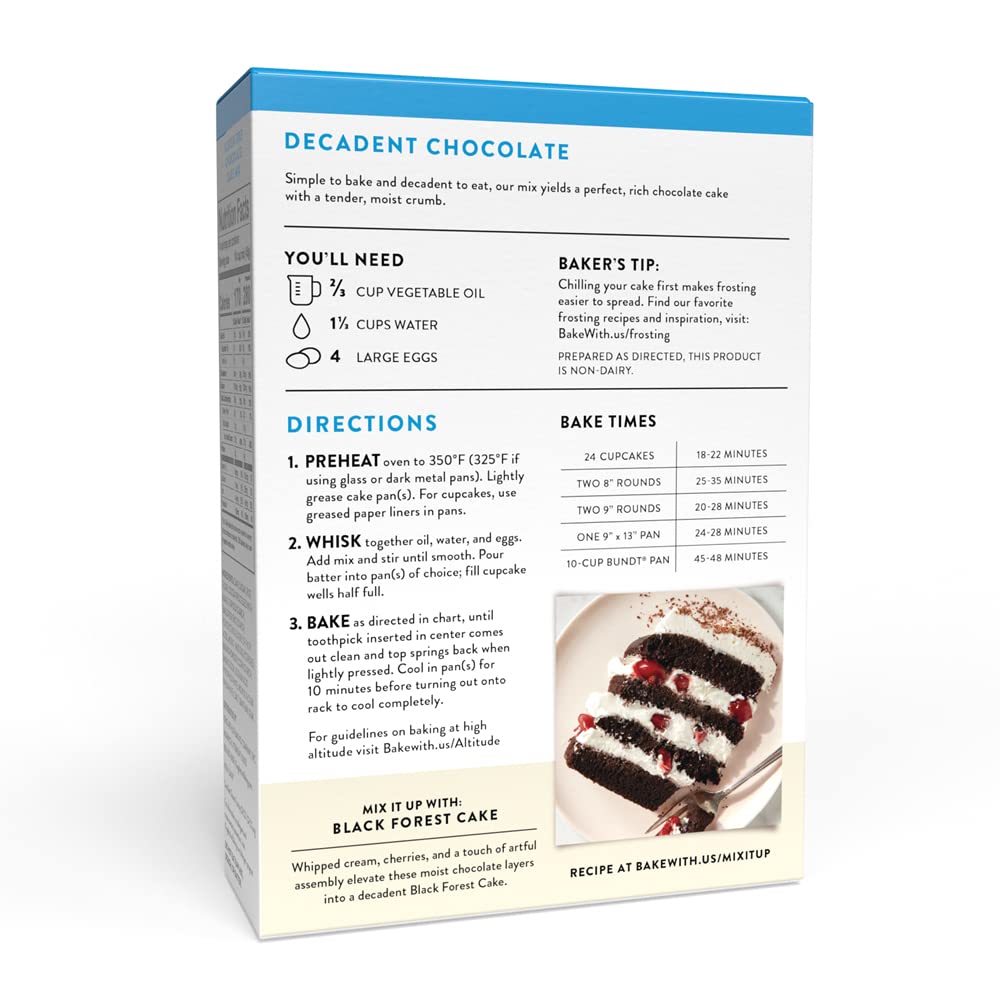 King Arthur Gluten Free Chocolate Cake Mix: Rich, Moist, and Delicious Dessert for Birthdays and Special Occasions - Non-GMO, Ko