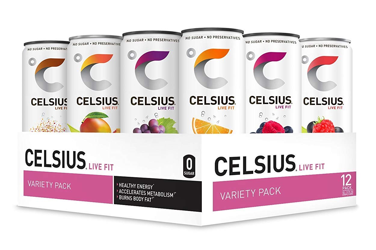 Celsius Fitness Drink 9-Flavor Variety Pack, Zero Sugar, Slim Can 12 Fl Oz (Pack Of 12)