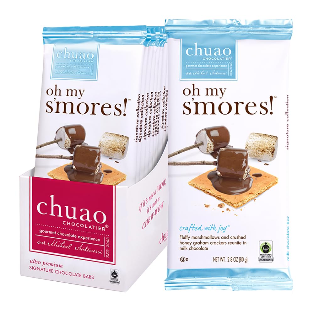 Chuao Chocolatier Oh My Smores Milk Chocolate Bars | Gourmet Chocolate Artisan European No Preservatives | For Gift Baskets, Ch