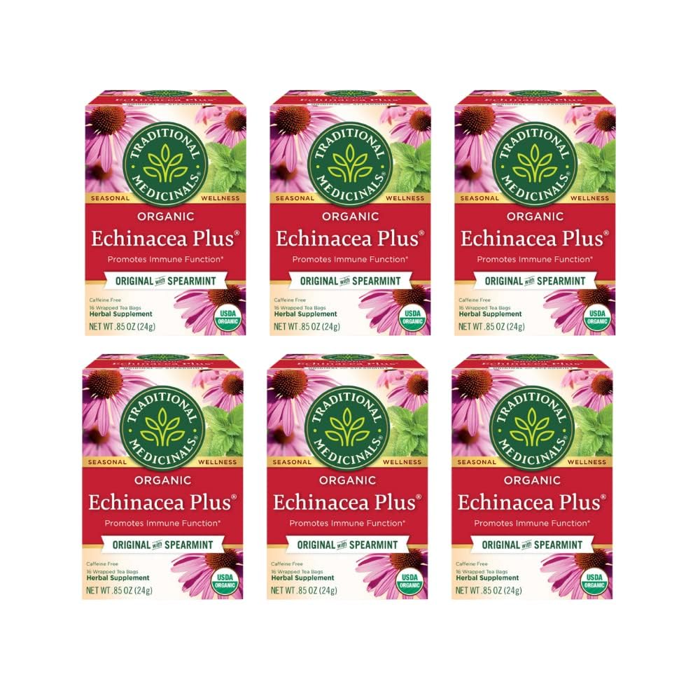 Traditional Medicinals Organic Echinacea Plus Seasonal Tea, 16 Tea Bags (Pack of 6)