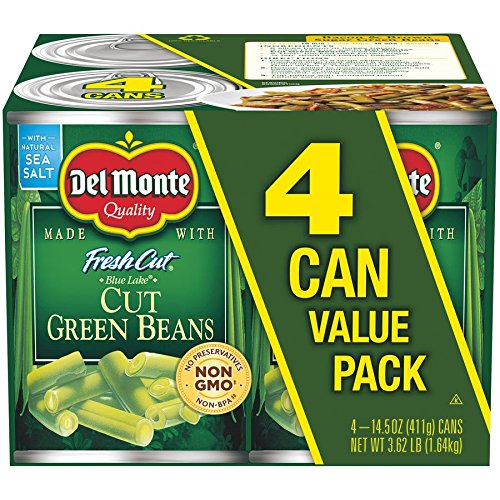 Del Monte FRESH CUT BLUE LAKE Mixed Cut Green Beans, Canned Vegetables, 14.5 Ounce (Pack of 4), 2002160