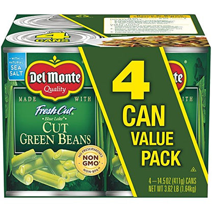 Del Monte FRESH CUT BLUE LAKE Mixed Cut Green Beans, Canned Vegetables, 14.5 Ounce (Pack of 4), 2002160