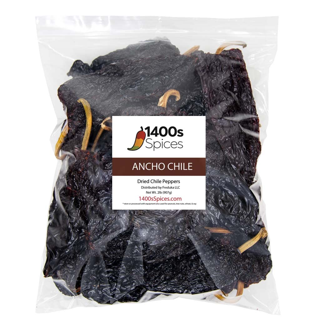 2Lb Ancho Chili Dried Peppers Bulk, Food Service By 1400S Spices