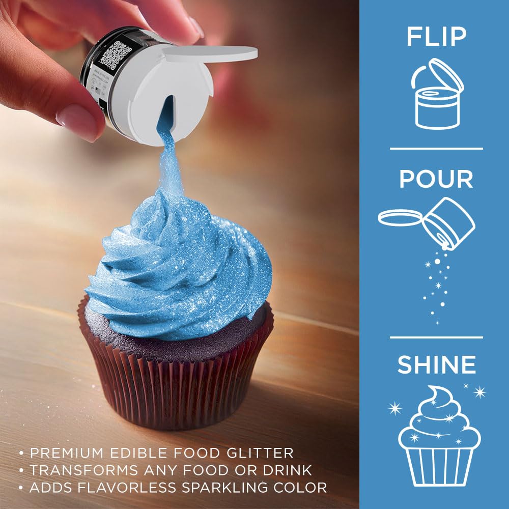 Bakell - Deep Blue Tinker Dust (5G, 1X Jar) Edible Glitter For Food, Desserts, And Beverages!