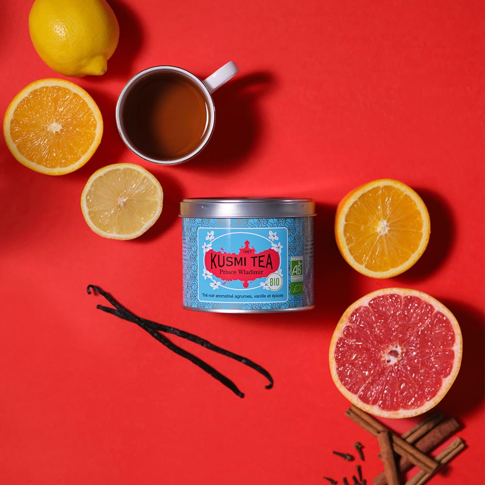 Kusmi Tea - Prince Vladimir - Organic Earl Grey Black Tea With Orange - Flavored With Citrus, Cinnamon, Bergamot, Vanilla & Spic