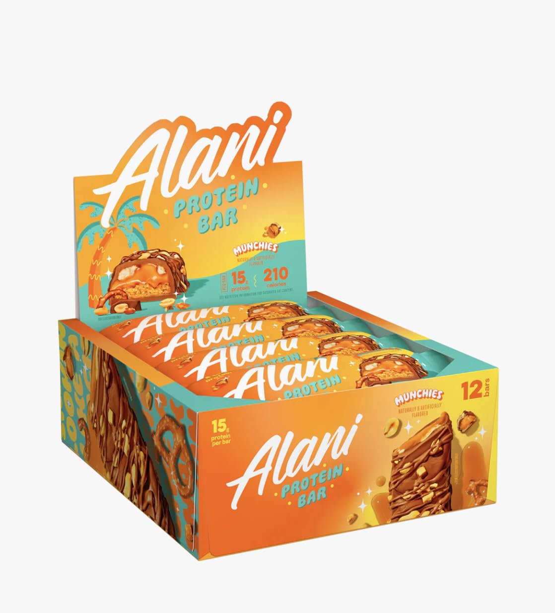 Alani Nu Protein MUNCHIES Bars, High Protein 18g, Low-Sugar 6g, Gluten-Free, Pack of 12, Brown
