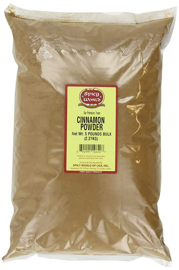 Spicy World Cinnamon Powder 5 Lb Bag - Lab Tested For Lead - Ground Cassia Cinnamon Bulk, Great Authentic Spice For Coffee, Tea, Baking & Oatmeal, Rich Flavor & Aroma