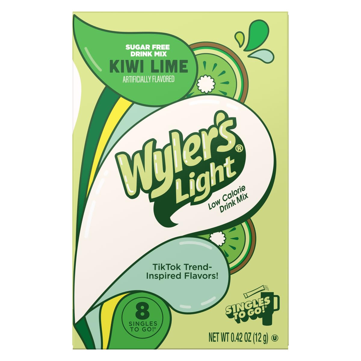 Wylers Light Kiwi Lime Powdered Drink Mix, Pack of 3, 24 Total Servings, 0.42 Ounce Each