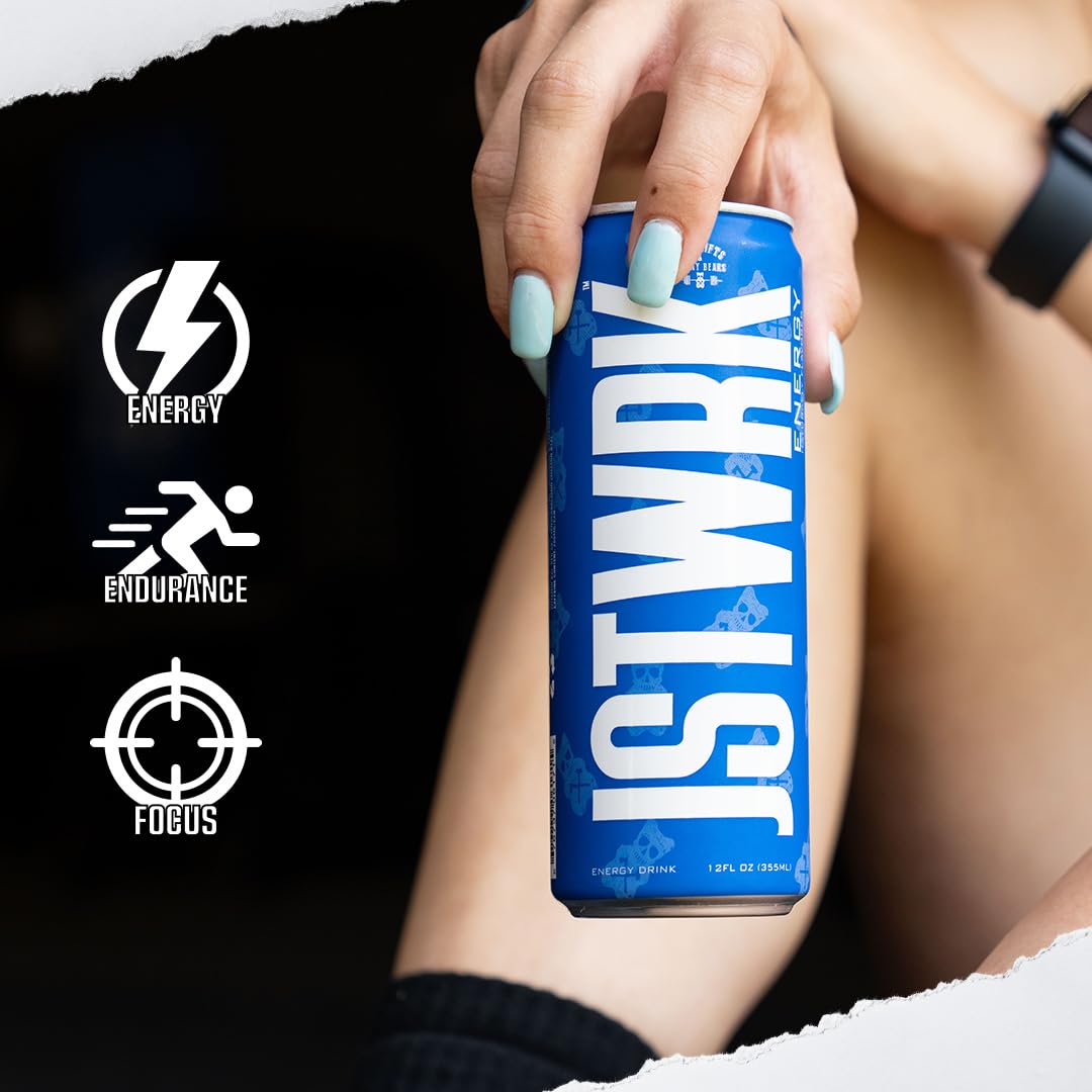 JST WRK Energy Drink - Sugar-Free, Zero Calories, 12 Fl Oz, 12-Pack, 200mg Caffeine
