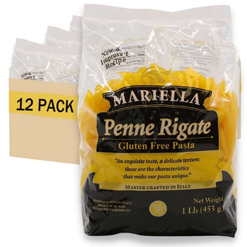 Mariella Gluten Free Penne Rigate Pasta, Rice and Corn Flour, 12 Pack x 1 lb