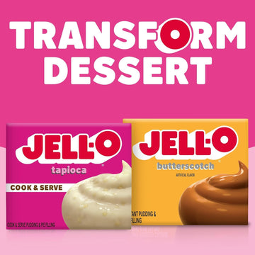 Jell-O Cook & Serve Fat Free Pudding & Pie Filling, Tapioca, 3 Ct
