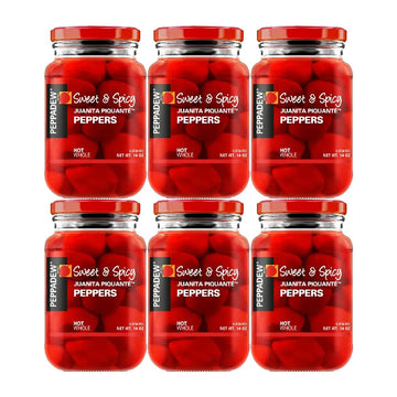 PEPPADEW Peppadew Peppers - Hot - Value Bundle of 6, 84 Ounce (14 Ounce each)