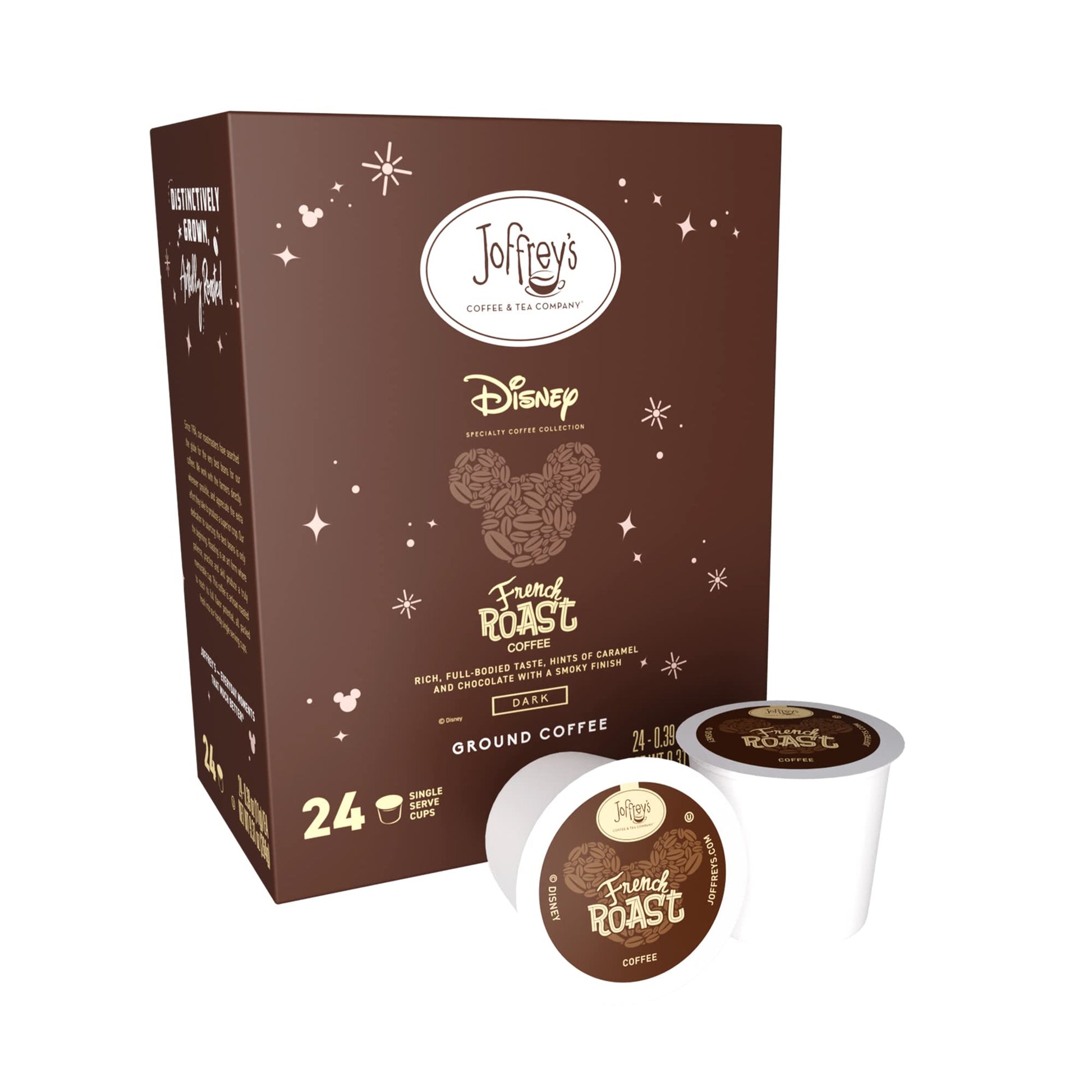 Joffreys Coffee Disney French Roast Blend, Artisan Dark Roast, Arabica Beans, 24 Count Single Serve Pods