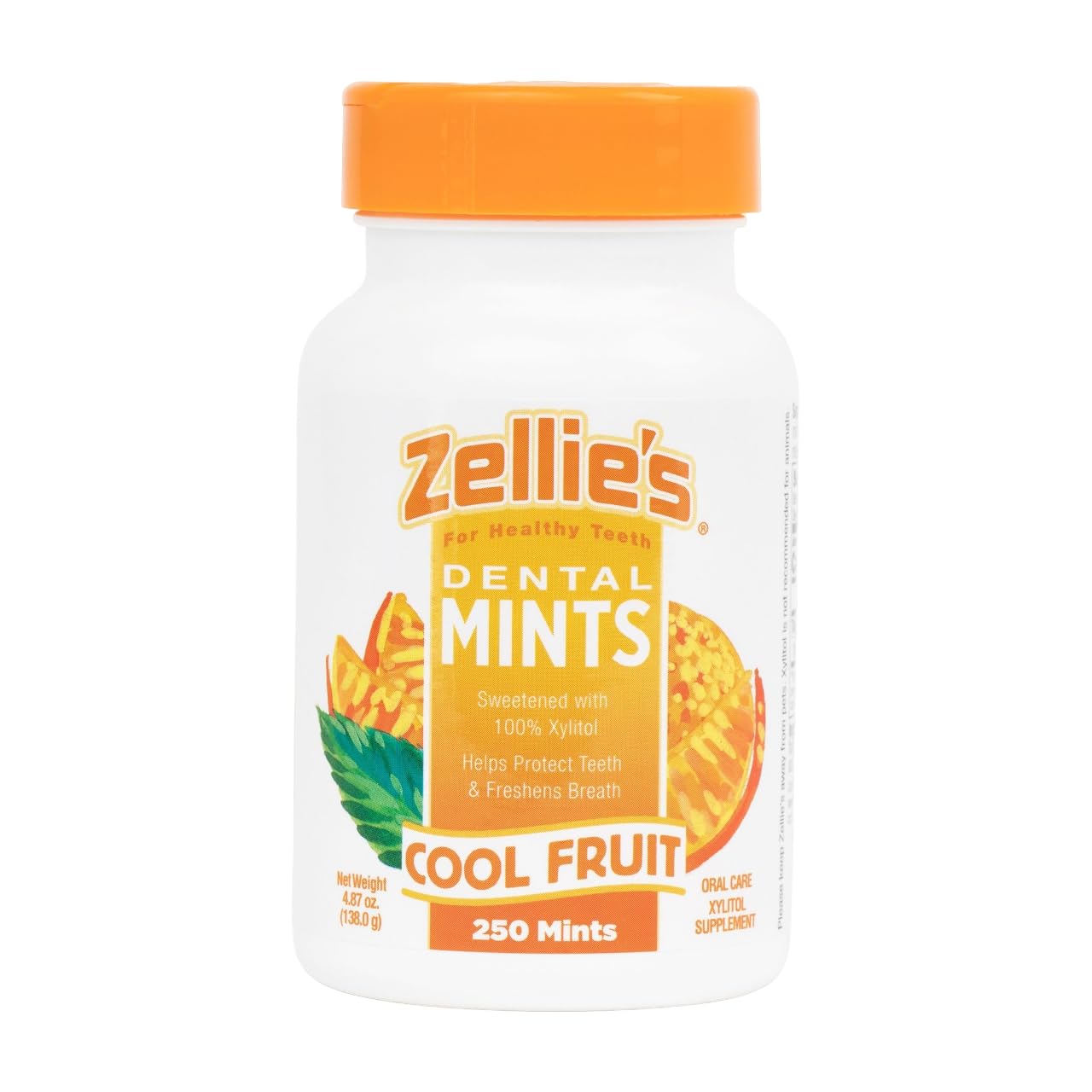 Zellie'S | 100% Xylitol Sugar Free Cool Fruit Mints Breath Mints | Non-Gmo, Low-Calorie, Gluten Free, Vegan & Kosher Mints (250 