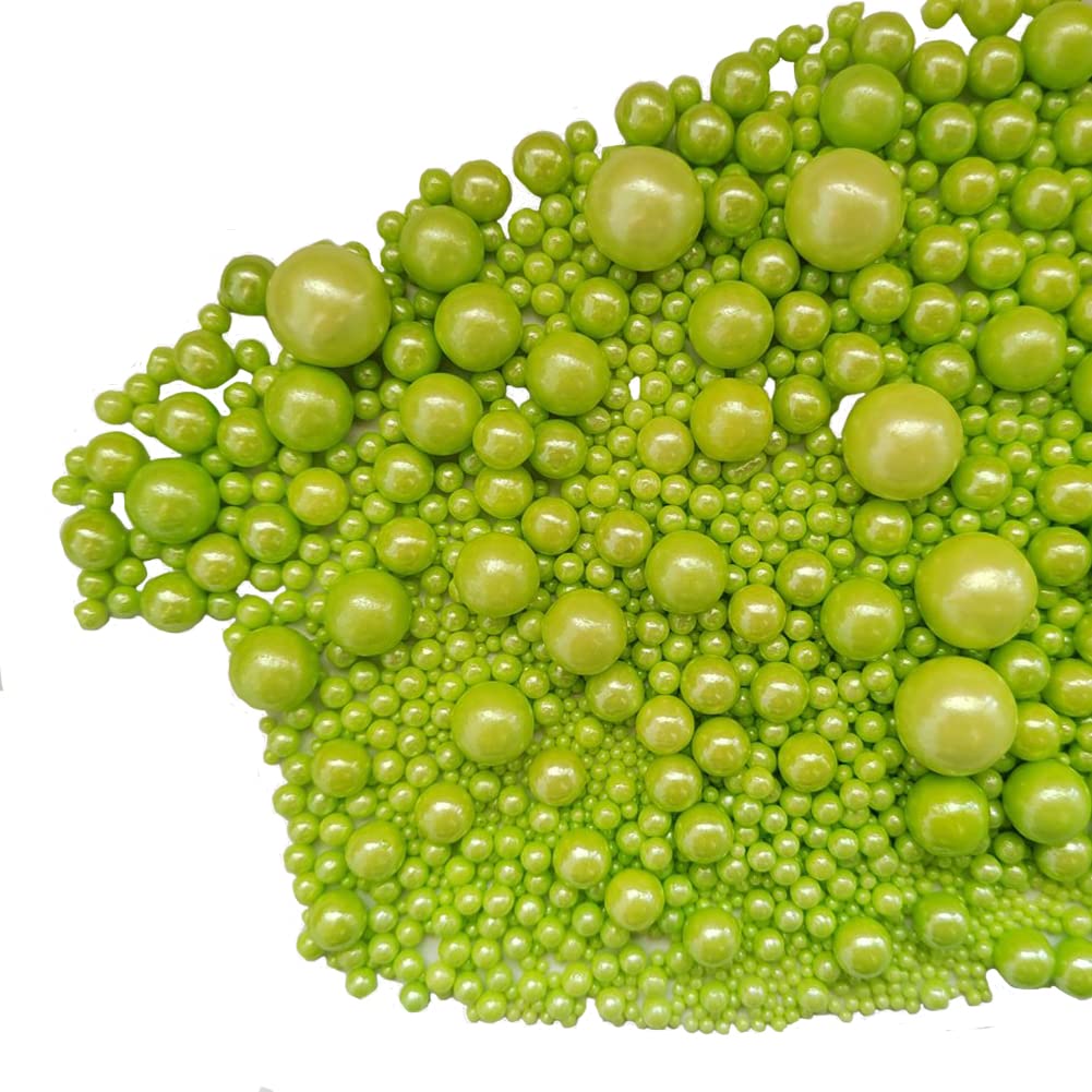 Edible Green Sugar Pearls Candy Sprinkles 120G/ 4.23Ounce Baking Cake Sprinkles Cupcake and Cake Topper Cookie Decorations Weddi