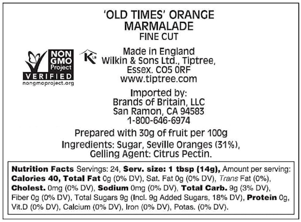 Tiptree Old Times Orange Marmalade, 12 Ounce Jar