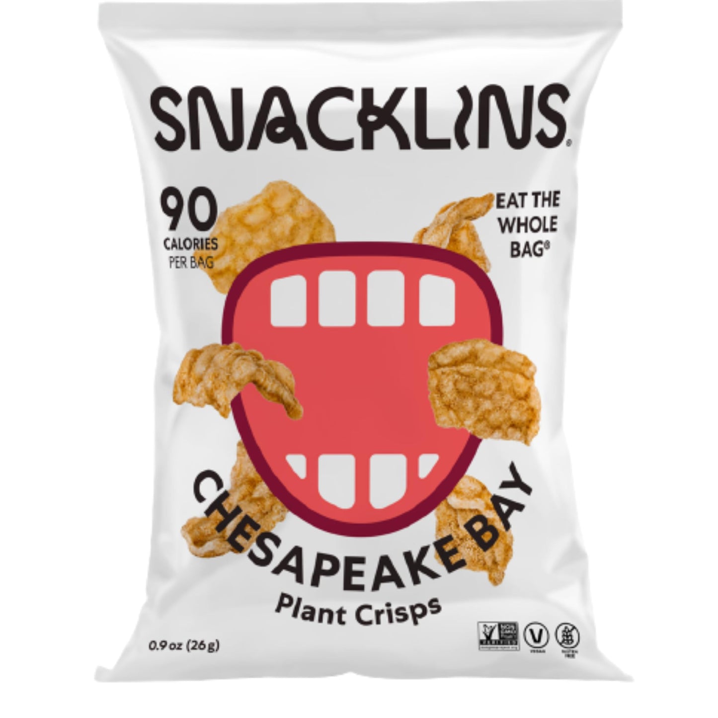 SNACKLINS Plant Based Crisps Chesapeake Bay - Gluten Free, Vegan, 100 Calories, 0.9oz Bag, Pack of 24