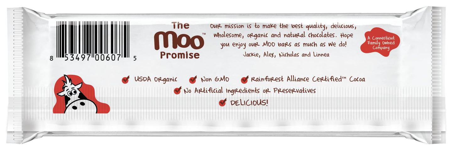 MOO CHOCOLATES Organic Milk Chocolate Bars with Peanut Butter, 14 Count, 1.4 oz - USDA Organic, Non-GMO, 110 Calorie Snacks