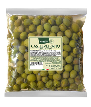 Mantova Whole Castelvetrano Olives in a Mild Brine, 52.91 oz. (3.3 lb.) (Pack of 1), Product of Sicily, Italy, Non-GMO, Gluten-F