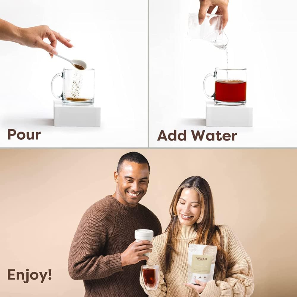 Waka Instant Black Tea Mix, Classic - 100% Tea Leaves, No Additives, Unsweetened Travel Size Tea Powder - Easy Quick Hot And Ice