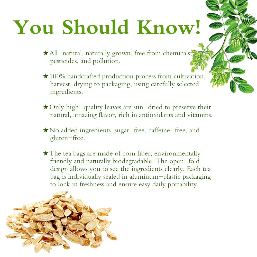 Soilmount Organic Astragalus Tea - 100% Natural Herbal Tea, Caffeine-Free, 18 Tea Bags