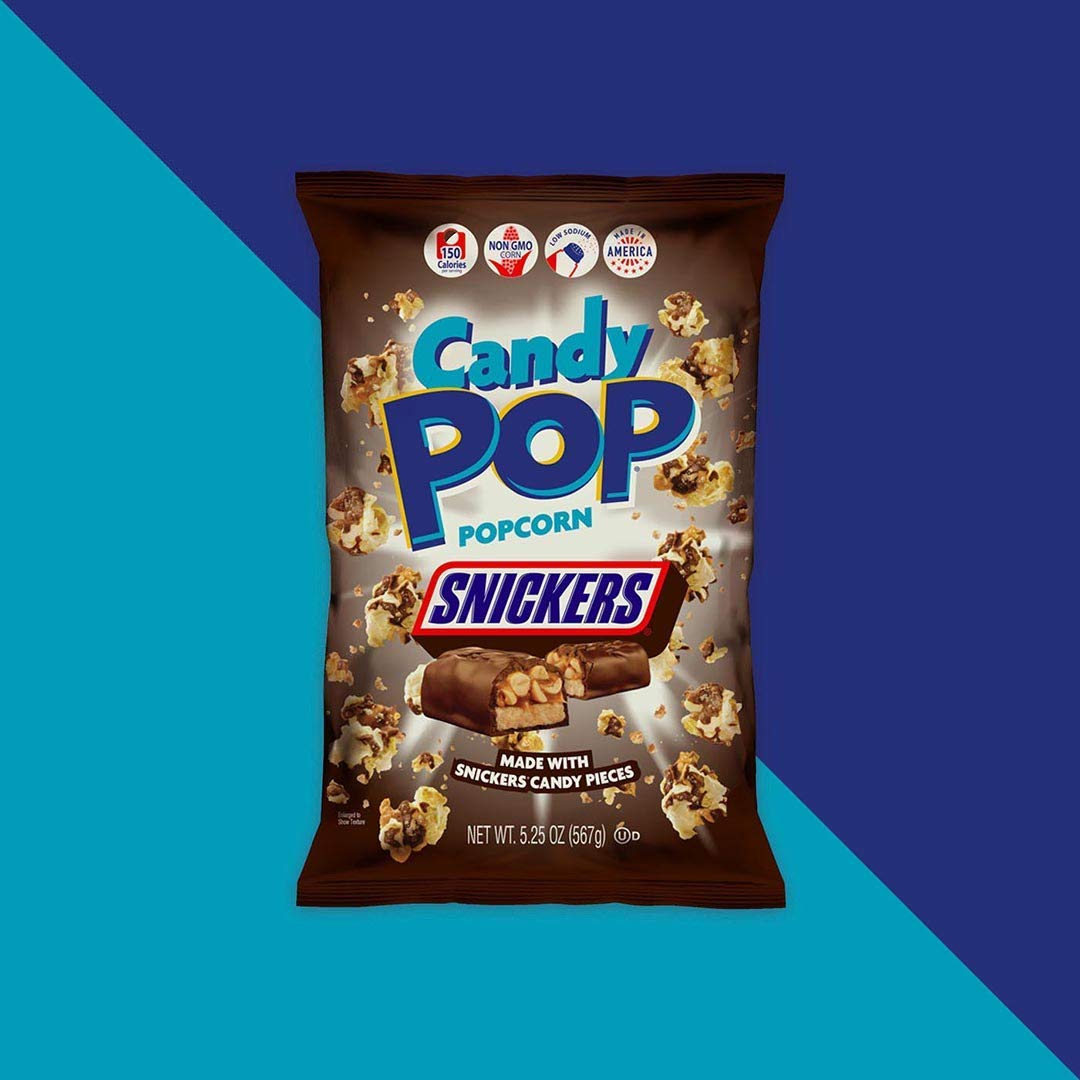 Candy Pop Snickers Candy Coated Popcorn (5.25Oz Bags) Made With Real Snickers Candy Pieces - Pack Of 6