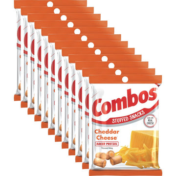 COMBOS Cheddar Cheese Pretzel Baked Snacks 6.3-Ounce Bag (Pack of 12)