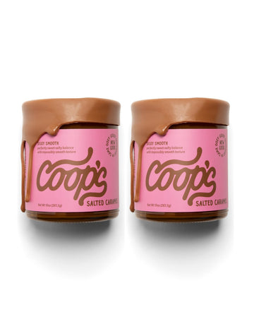 Coops Salted Caramel Sauce, Gluten Free, Non-GMO, Handcrafted, 10 Ounce Each, 2-Pack, Glass