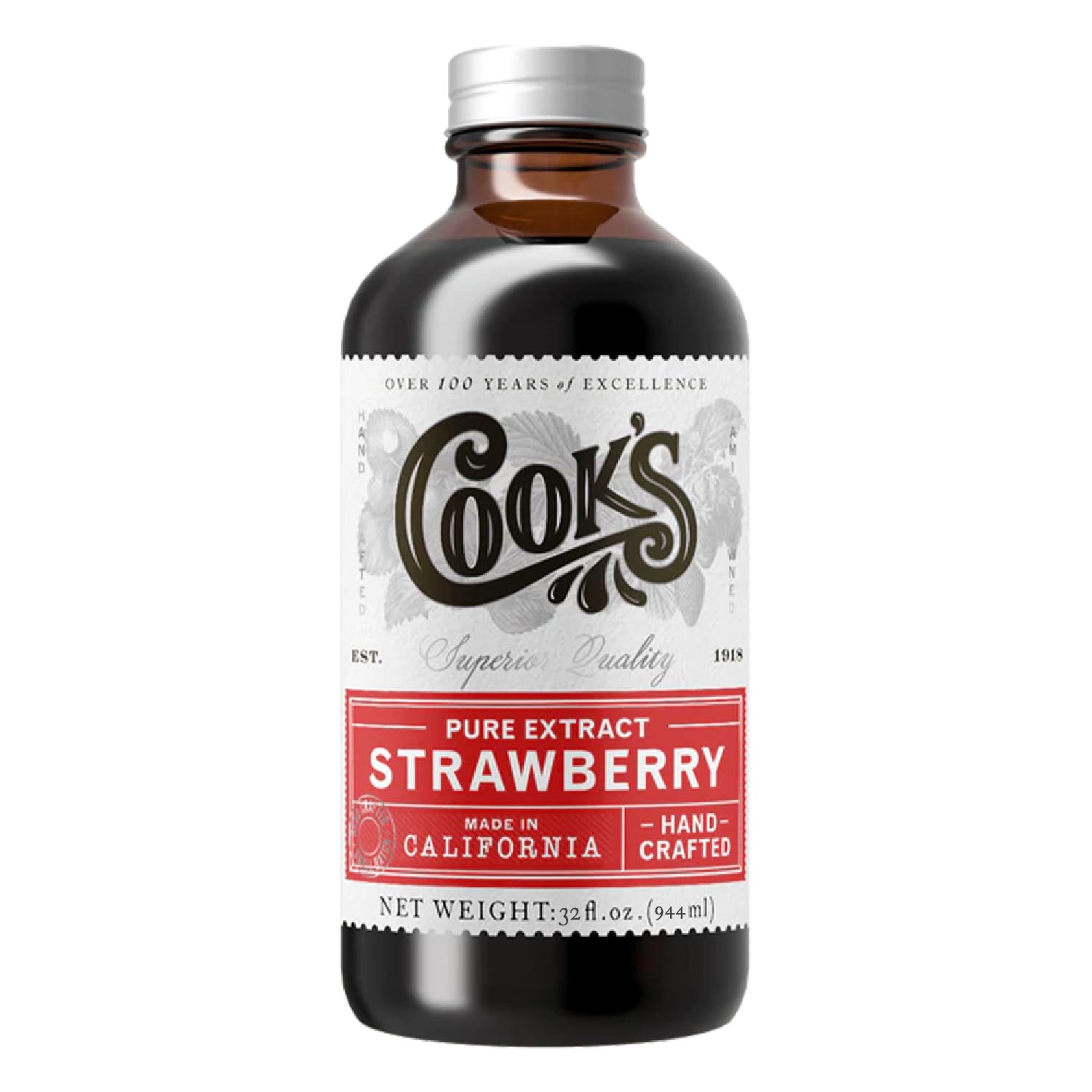 Cooks, Strawberry Extract for Baking, Preserves, Syrup, Cookies, Cakes, 32 oz