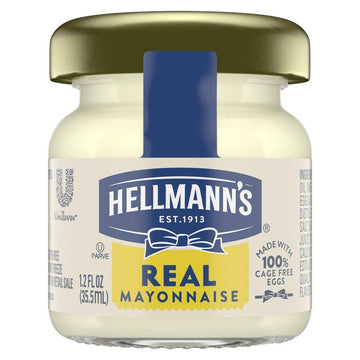 HELLMANNS Real Mayonnaise Mini Jars, Gluten Free, 1.2 oz, Pack of 72