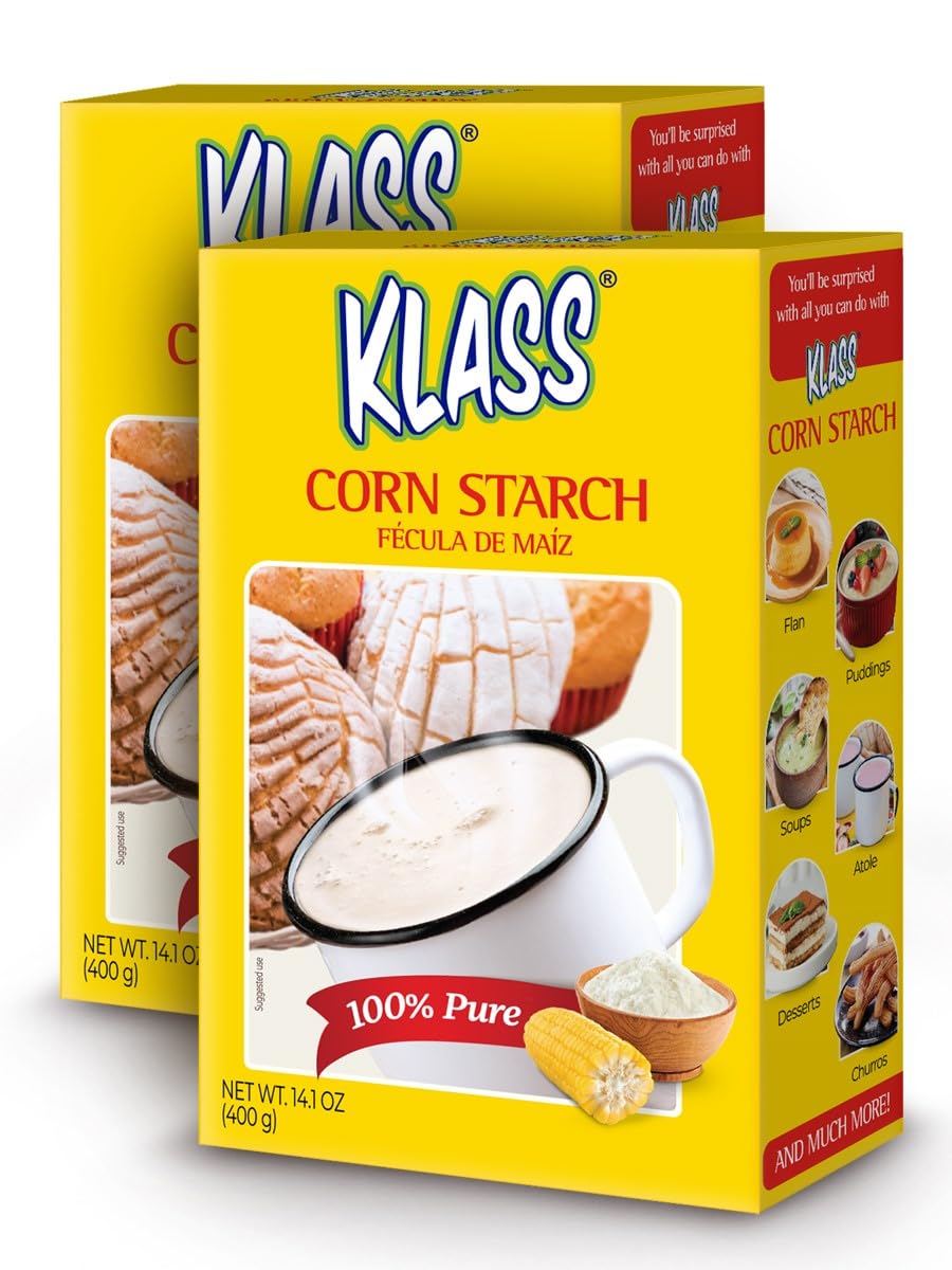 Klass Corn Starch 100% Pure 1.76 Pounds - 0% Calories 0% Total Fat & Sugar Free (28.2 Oz Pack Of 2)