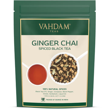 Vahdam, Ginger Masala Chai Tea (100+ Cups,7Oz) Authentic Indian Ginger Tea | Spiced Chai Tea Loose Leaf | Brew Hot Tea, Iced Tea