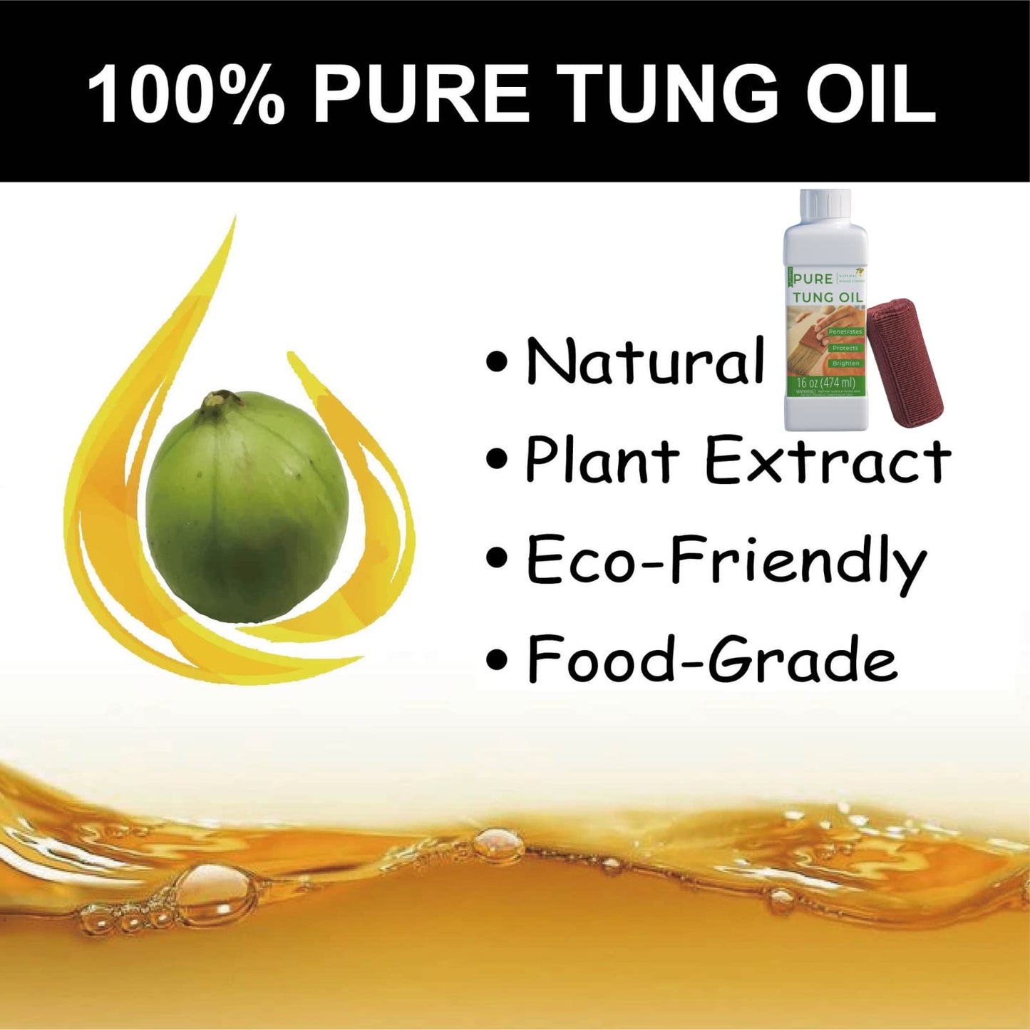 Godora 16 Oz Pure Tung Oil For Wood Finishing, Wood Sealer For Indoor & Outdoor Favored By Craftsmen, Waterproofing Tung Oil For