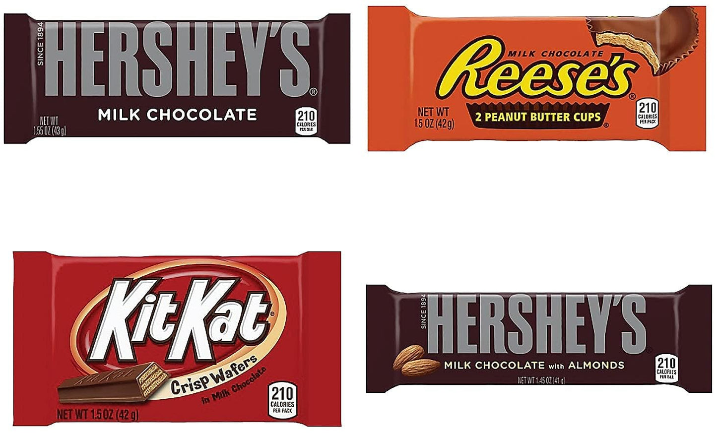 HRESHEYS Chocolate Candy Bar Variety Pack - Includes KT KAT, RESEES Peanut Butter Cups, and HRSEHEYS Milk Chocolate, Individuall