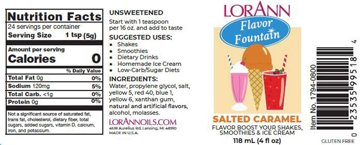 Lorann Salted Caramel Flavor Fountain, 4 Oz Bottle