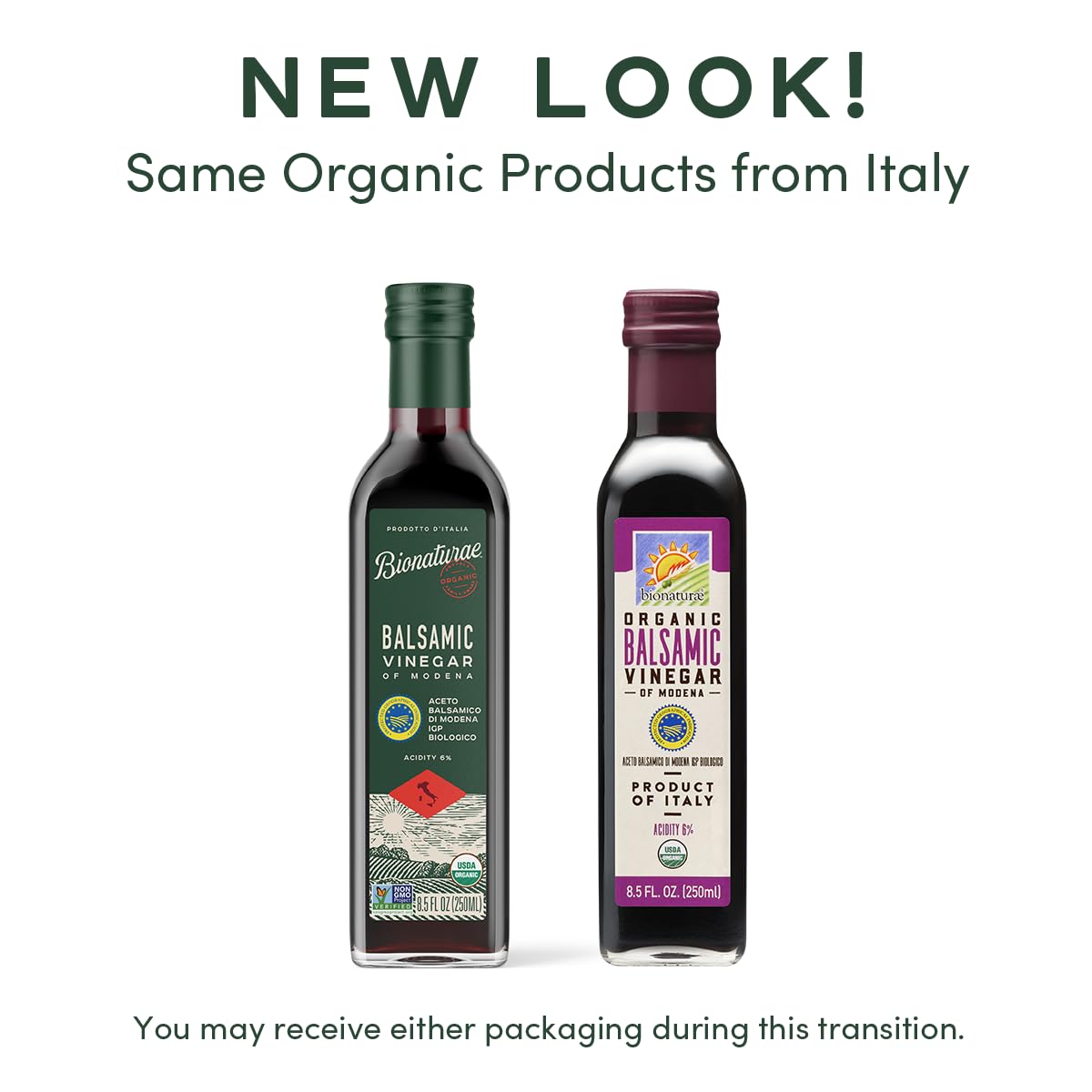 Bionaturae Vinegar Balsamic - Organic Balsamic Vinegar, Modena Balsamic Vinegar, Acidity 6%, USDA Certified Organic, Recyclable