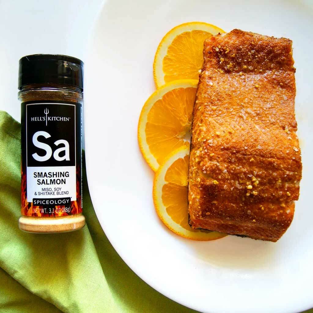 Spiceology & Hell's Kitchen - Smashing Salmon - Miso, Soy and Shitake Spice Blend - Savory Seafood Seasoning - 3.2 oz