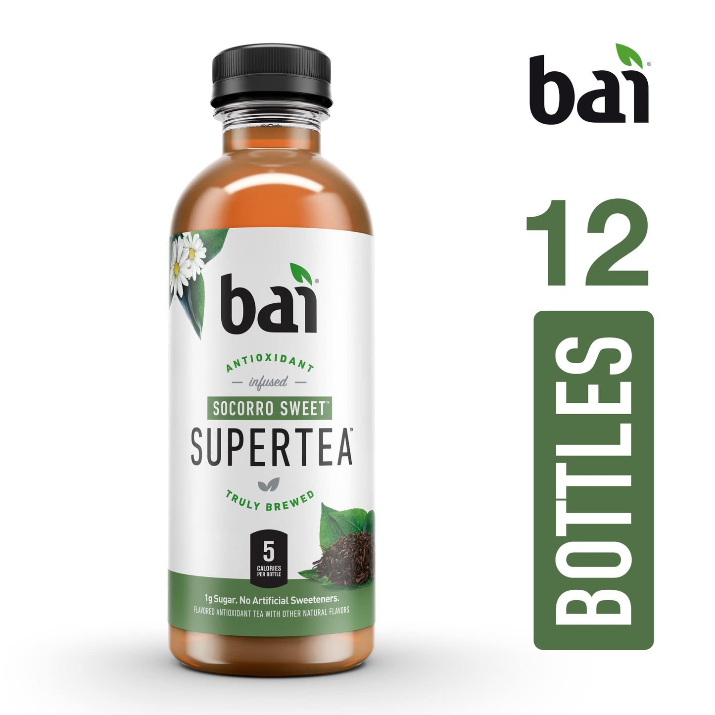 Bai Iced Tea Socorro Sweet, Antioxidant Infused Supertea, 18 Fl Oz Bottles, 12 Count