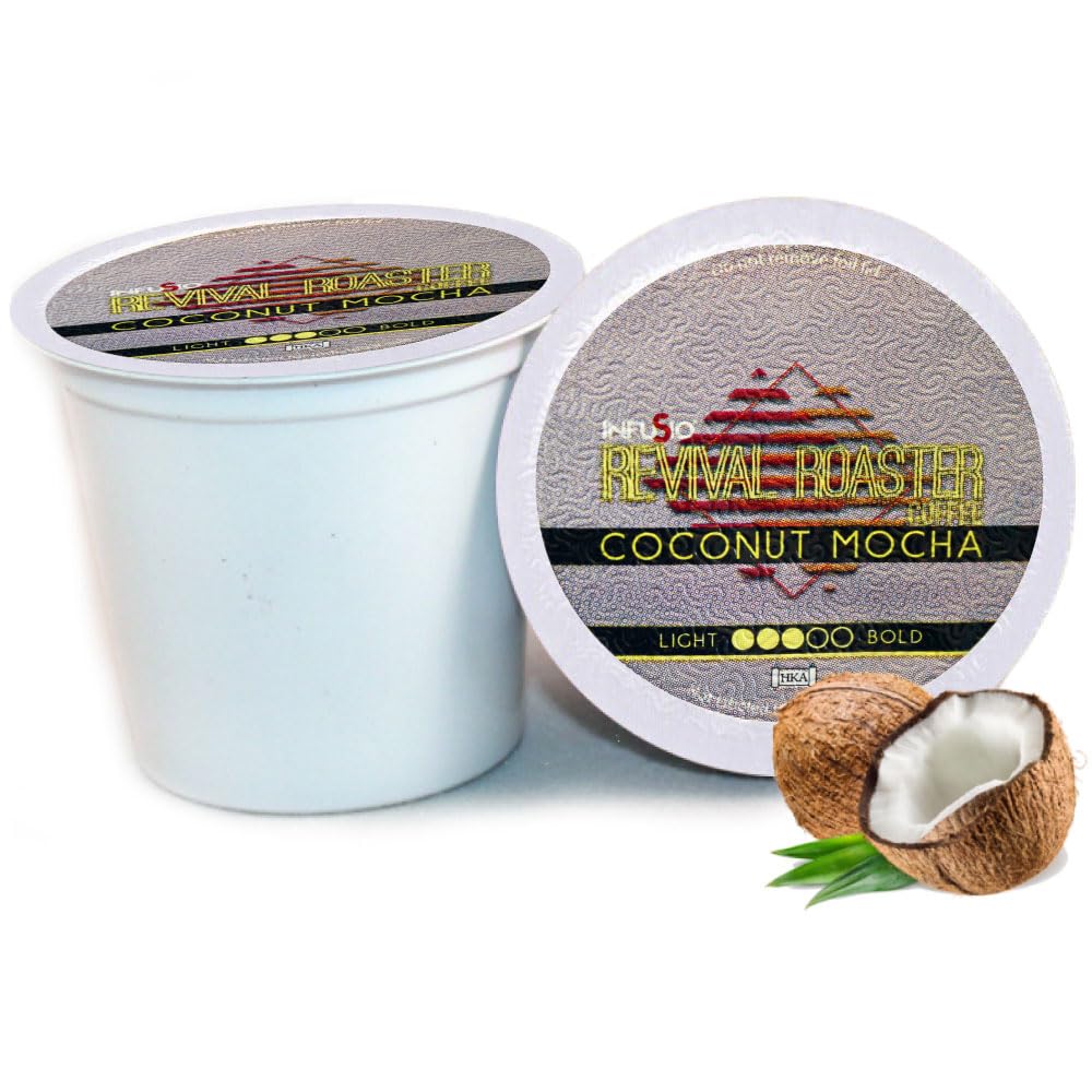 InfuSio Coffee Pods - Coconut Mocha Medium Roast, 96 Count, Compatible with Keurig K Cups