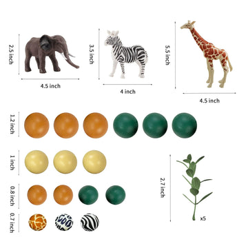 LEFUBABY Safari Jungle Animal Cake Toppers - Colorful Balls for Wild Themed Birthday & Baby Shower Party Supplies, Green Yellow