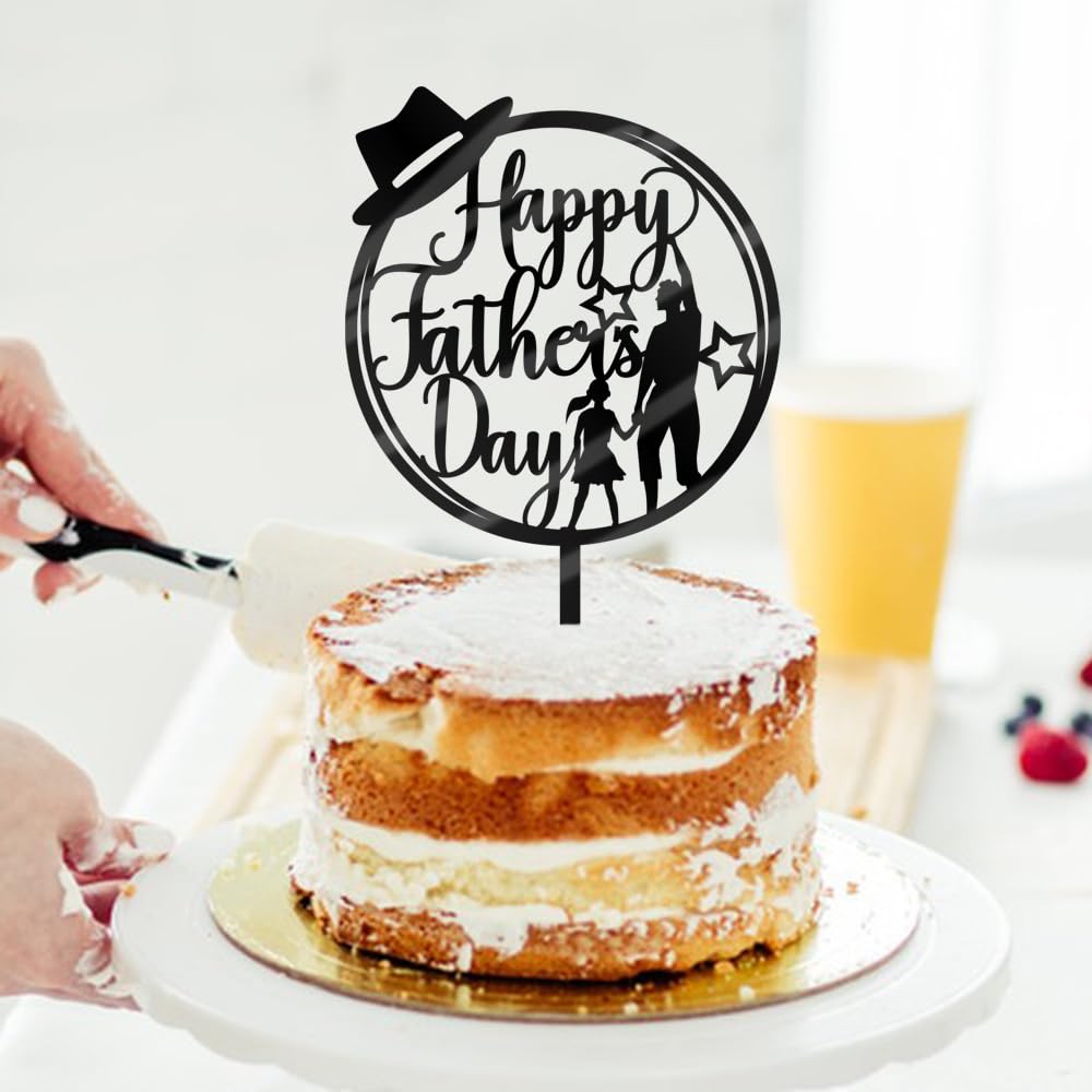 Keoysek Black Acrylic Dad Happy Birthday Cake Topper Father'S Day Birthday Party Decorations Supplies Decorations