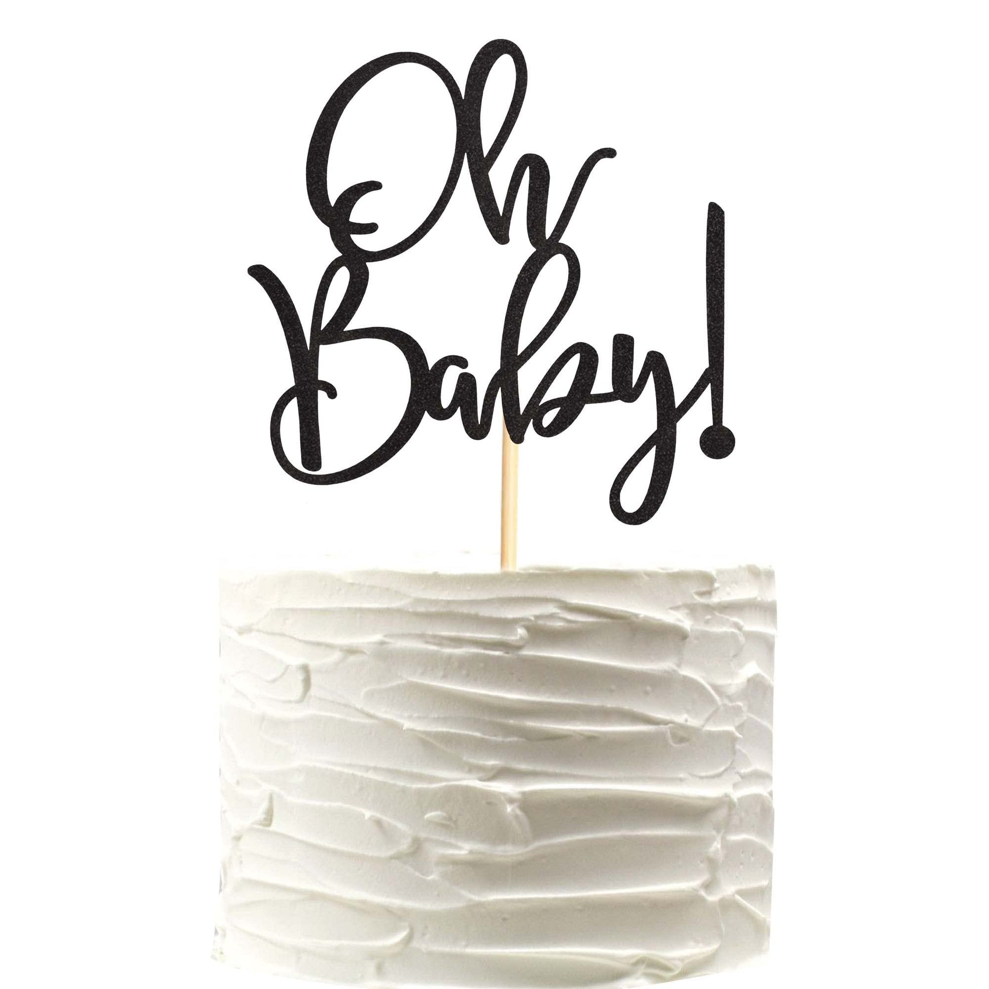 Arthsdite Oh Baby Cake Toppers Baby Shower Cake Picks For Celebrating Baby Shower Kids Birthday Party Decoration Supplies - Blac