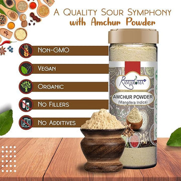 Ramaroma Amchur (Mango) Ground Powder Spice 8Oz (226G) ~ All Natural, Indian Origin | No Color | Gluten Friendly | Vegan | Non-G