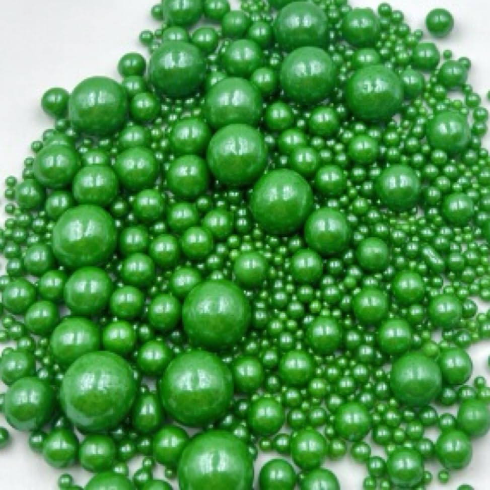 Gevog 1 Bottle Green Pearls Sprinkles Mixing Edible Cake Cupcake Sprinkles For Wedding Valentines Party Baking Cupcake Cookie Ic