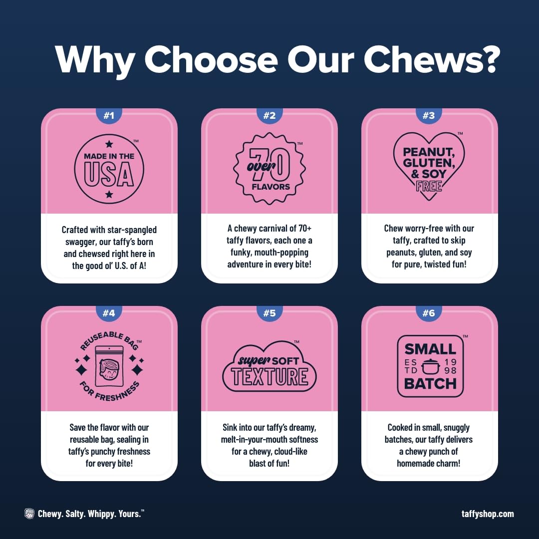 Taffy Shop Nut Gonna Lie, Peanut Butter Salt Water Taffy - Gourmet Soft Chewy Candy, Bulk Sweet Snack, Fresh Gift & Gluten-Free,