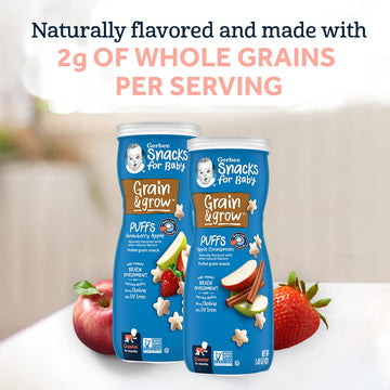 Gerber Baby Snacks Puffs Variety Pack, Banana & Strawberry Apple, 1.48 Ounce - 2 Count Of Four Packs, Package May Vary, 1.48 Oun