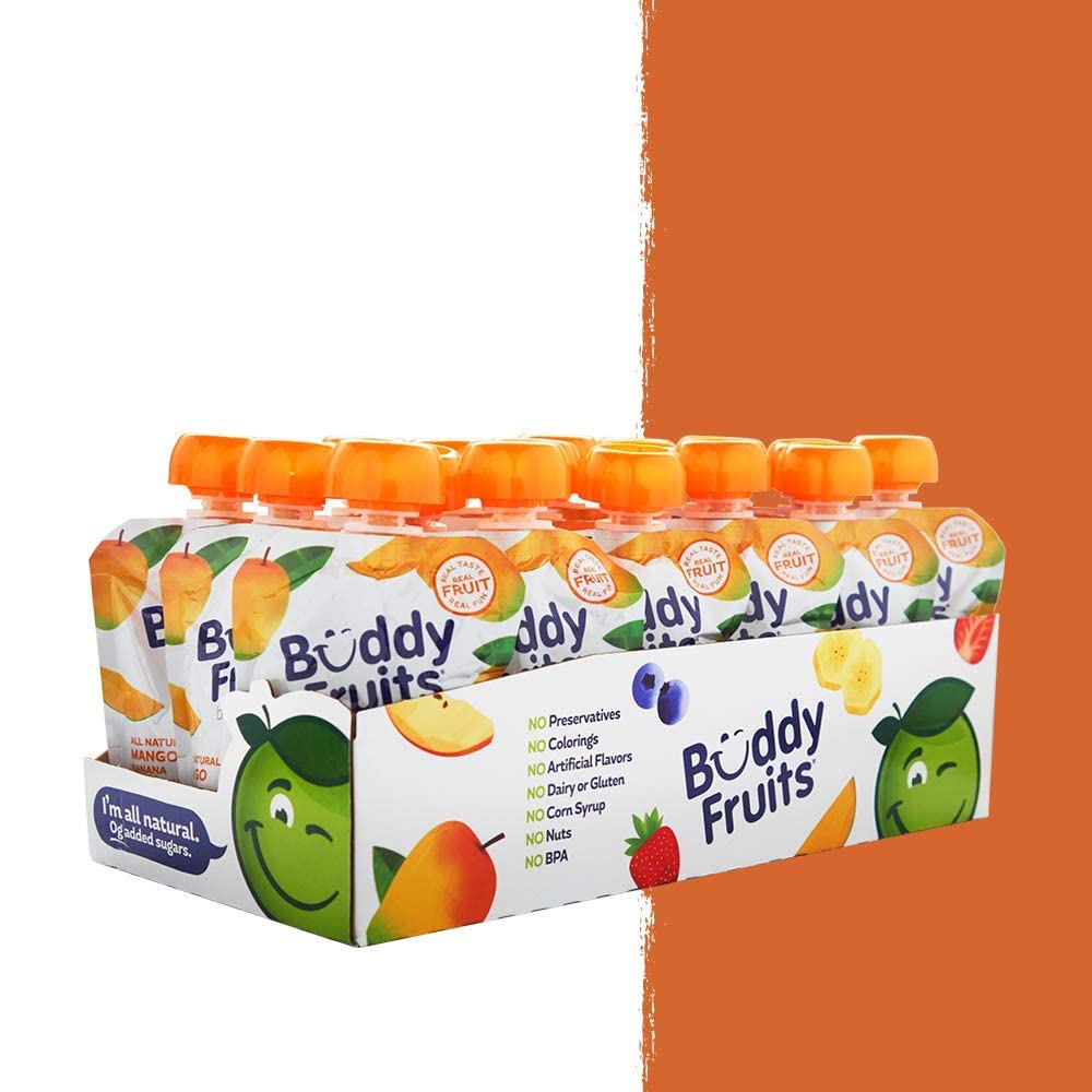 Buddy Fruits Snacks To Go Mango Unsweetened Applesauce 3.2Oz Pouch (18Pk) Gluten-Nut-Dairy-Preservatives-Bpa Free, Non Gmo, Kosh