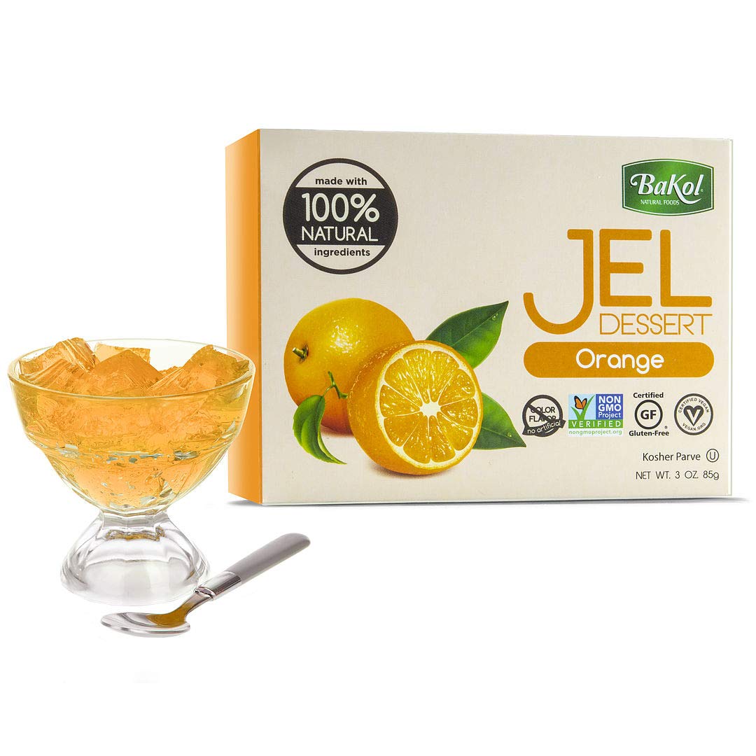 Bakol Jel Dessert - All Natural Vegan Dessert Mix - Kosher - Halal - No Artificial Sweeteners Flavors Or Colors - Orange Flavor