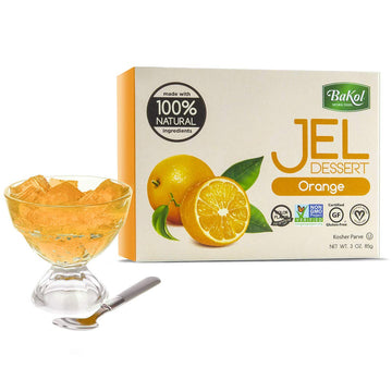Bakol Jel Dessert - All Natural Vegan Dessert Mix - Kosher - Halal - No Artificial Sweeteners Flavors Or Colors - Orange Flavor