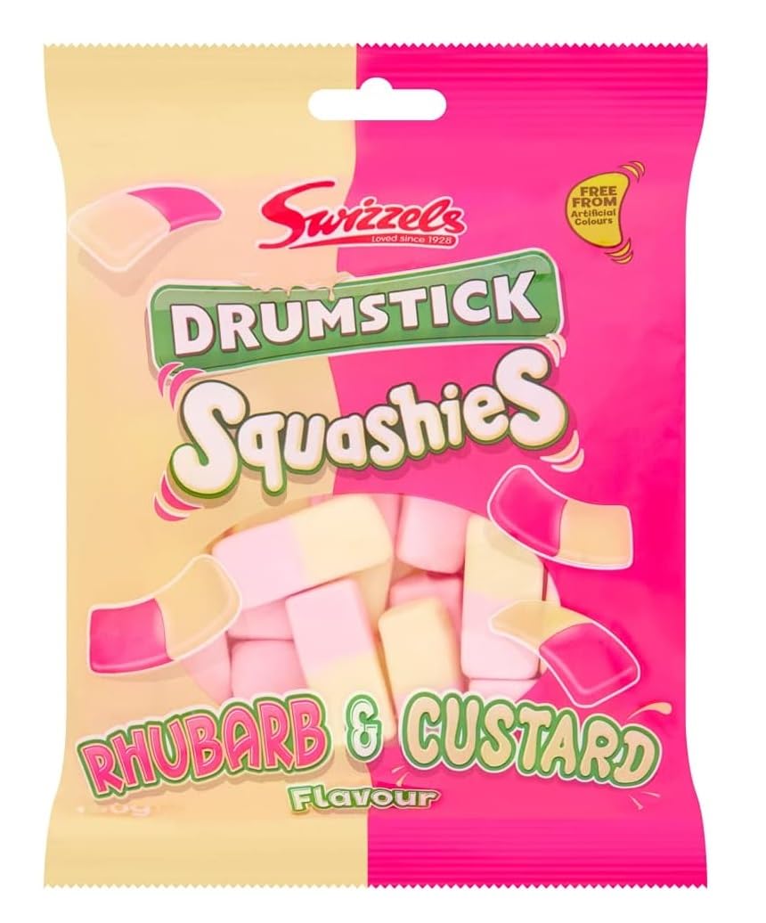 Swizzels Squashies Rhubarb & Custard Sweets, 120g Pack, 14.9 x 2.3 x 16.99 cm